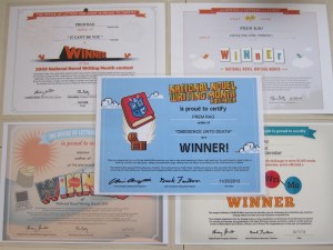 My Winner's Certificates: NaNoWriMo 2009, 2010, 2011, 2012, and now 2013